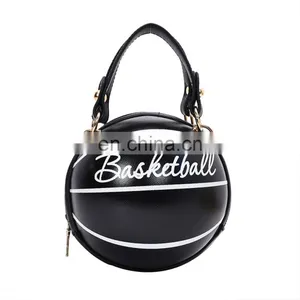Small Personality Basketball Hand Bag Fashion Women Chains Handbag Creative Letter Shoulder Messenger Bag Female Mini Round Tote thumbnail-3