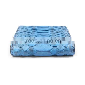 High Quality Turquoise Color Unisex Genuine Real Python Skin Leather Short Wallet for Women thumbnail-4