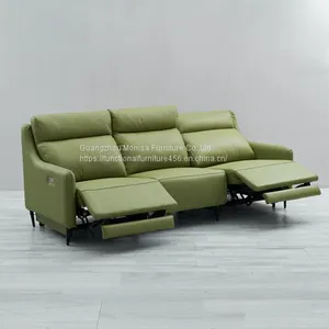 Italian Minimalist Leather Smart Sofa Living Room Straight Row Three-Seat First-Class Fashion Space Capsule Electric Function Sofa thumbnail-1
