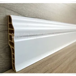 Wood Plastic Pvc Baseboard Bamboo Wood Fiber Baseboard Moisture-proof Waterproof Plastic Baseboard Black White Gray Wood Grain thumbnail-4