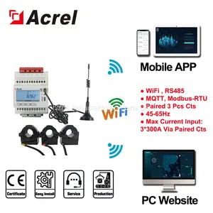 Free Platform 3 Phase 1(5)A Input Smart Din Rail 45~65Hz Wifi Wireless Electricity Energy Meter RS485 With Modbus-RTU Protocol thumbnail-1