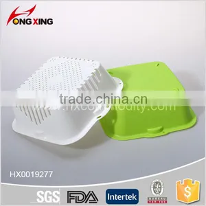 Dishwasher Safe Plastic Square Double Layer Collapsible Colander thumbnail-4