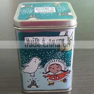 Square Shape Tea Tin Box With Hinged Lid thumbnail-1