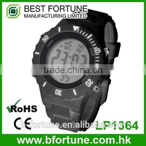 LP1364 Cool Black Color Rotating Bezel Plastic Chronograph Digital Watch thumbnail-1