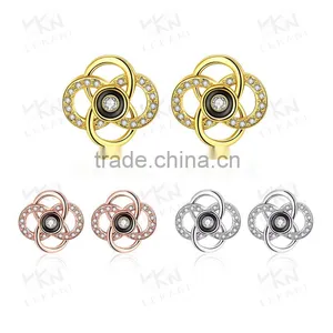 Rose Gold Plated Crystal Stone Jewelry Stud Earring thumbnail-1