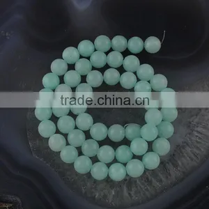 YJ1124 -5 High Quality Light Blue Dyed Jade Stone Beads Strand thumbnail-1