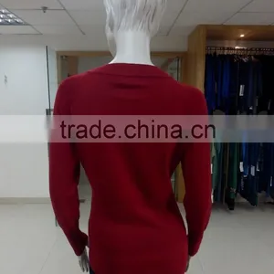 Diamond Stitch and Beading on Front 12gg V Neck Long Sleeve Kintted Sweater Pullover thumbnail-4