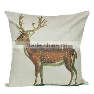 Popular Chiristmas Home Decorative Deer Printing Linen Cheap Cushion Cover thumbnail-2