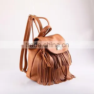4762 Bohemia Style Tassels Featured Brown PU Material High Quality Women Backpack Quality Choice thumbnail-3