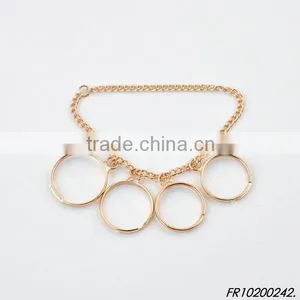 Gold and Silver 4 Rings Link Chain Rings thumbnail-1