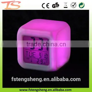 Mini RGB Color Changing Multifuntion Clock- Digital Alarm Clock LED Night Light With Celander thumbnail-2