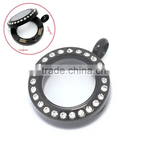 Crystal Round 20mm/25mm/30mm Stainless Steel Magnectic Jewelry Floating Glass Lockets thumbnail-6
