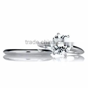 JINSE 2 Carat Round Cut CZ Silver Wedding Ring Set thumbnail-1