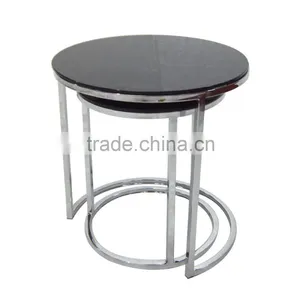 Round Glass Top Side Table Hotel Table thumbnail-2