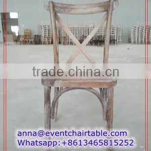 Solid Wood Wedding Dinning Stackable Cross Back Chair thumbnail-3