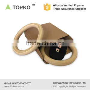 TOPKO Crossfit Gym Rings Wooden Gym Rings With Strap And Flexible Buckles thumbnail-3