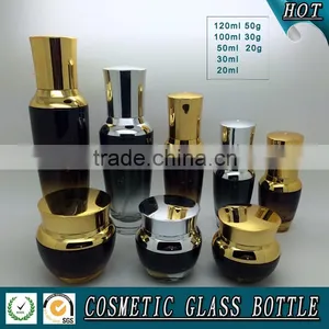High Quanlity Black Colored Cosmetic Glass Bottle and Cosmetic Glass Jar thumbnail-6