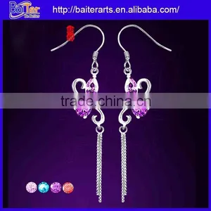 Wholesale 925 Sterling Silver Butterfly Wire Tassel Amethyst Earrings thumbnail-1