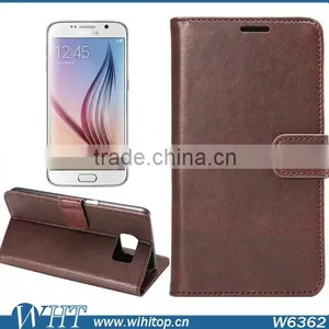 China Supplier Retro Wallet Case for S6,Flip Leather Case for Galaxy S6 With Card Holder thumbnail-5