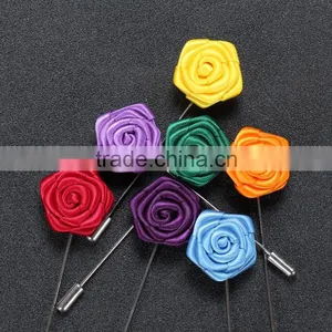 Custom Handmade Felt Fabric Rose Lapel Pins Rolling Flower Pins thumbnail-1