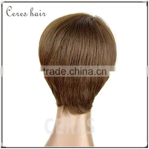 100% Human Hair Kosher Wig Short Dark Blonde Wig Silk Straight Hair Wig thumbnail-5