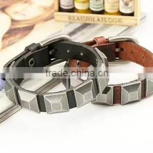 Unisex Women Punk Bracelet Silver Spike Rivet Cone Black Leather Cuff Wristband thumbnail-3