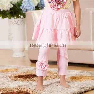 2016 Wholesale Children Clothes Light Pink Baby Leggings With Skirt Kids Leggings With Flower thumbnail-1
