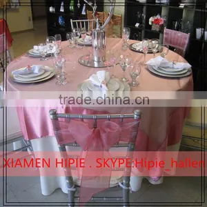 Round Pink Organza Tablecloth Cover For Banquet Decor thumbnail-1