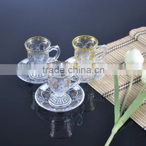 6 Glass Cup and Saucer With Decal Technology thumbnail-3