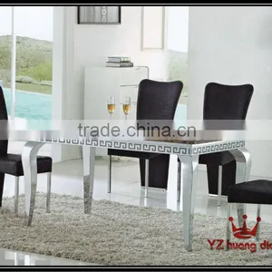 Modern Marble Dining Table With Chrome Leg thumbnail-1
