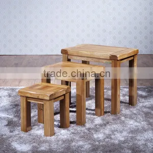 Solid Oak Wooden Nesting Tables thumbnail-6