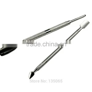 New 2Pcs Nail Art Stainless Steel Pusher Remover Tool Trimmer Set Accessories thumbnail-4