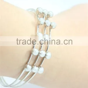 Silver Bracelet Designs Adjustable Cuff Jewelry Three Layered Silver Ball Handmade Bracelet For Women For 2016New Intrend Style thumbnail-4