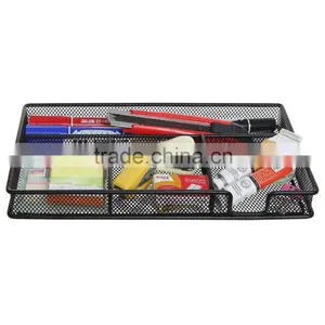 Black Metal Wire 4 Compartment Office Desk Drawer Organizer Tray / Open Storage Bin Basket Rack thumbnail-1