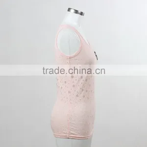 F5S15149 Fashion Plain Lace Dotted Tank Top for Women thumbnail-2