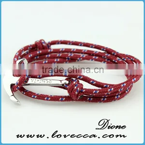 Wholesale Nylon Rope Navy Style Alloy Anchor Bracelet thumbnail-1