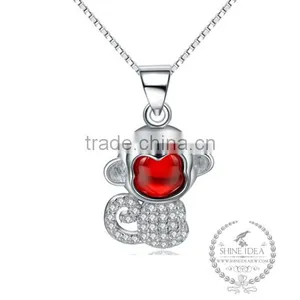 925 Sterling Silver Kawaii Monkey Garnet Necklace Fashion Women Necklace Supplies 6360439 thumbnail-1