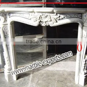 PFM White Marble Stone Fireplace thumbnail-1