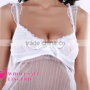 Transparent Sexy White Lingerie Babydoll Wholesale thumbnail-5