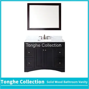 Tonghe Collection Freestanding Bathroom Vanity Cabinet Carrera Marble Top thumbnail-3