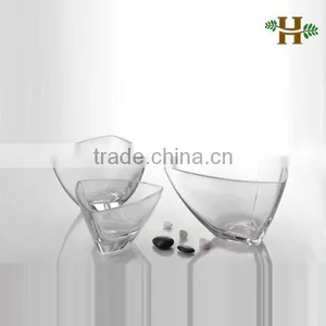 Handmade Clear Triangle Shaped Glass Vase, Small Simple Home Use Decorative Glassware thumbnail-1