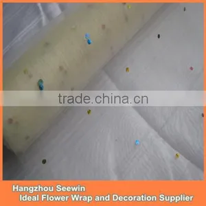 Ivory Color Organza Polka Dot Table Cloths/runner thumbnail-1