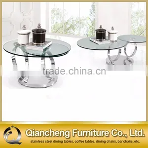 New Model Round Golden Stainless Steel Extendable Coffee Table thumbnail-3