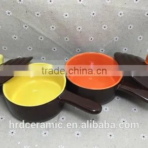 Wholesale Stocked Ceramic Soup Bowl With Silicone Lid and Handle thumbnail-5