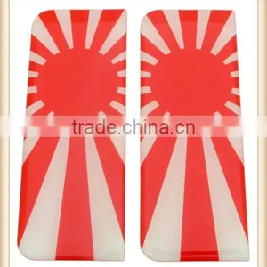 Japan Rising Sun Number Plate Resin Domed Sticker 3D Car Badge x 2 thumbnail-1