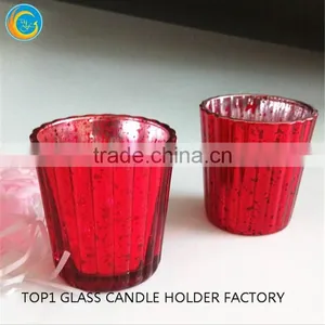Cheap Mercury Glass Vases Metallic Red Mercury Glass Jar Candle Lantern thumbnail-2