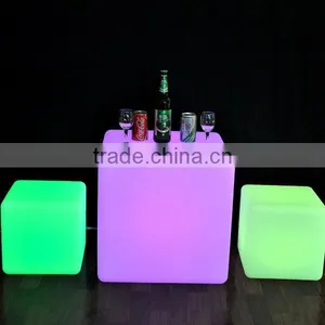 LED Light Glowing Cube Bar Table and Chair Set thumbnail-3