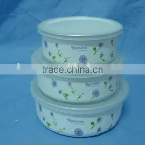 Hot Sale Enamel Storage Bowl Mixing Bowl Salad Bowl With PP Lid Food Container thumbnail-4