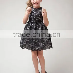 New 2015 Girl Dress Black Lace Kids Clothes Vintage Baby Girls Dresses Designer Children Clothing Princess Dress Special Events thumbnail-3