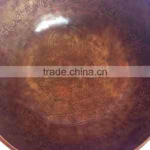 High Quality Asthamangala Symbol Meditating Buddha Carved Singing Bowl thumbnail-5